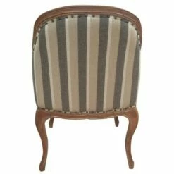 Striped Fabric Arm Wooden Frame Accent Chair Gray/Brown - The Urban Port -Living Room Chairs store unnamed file 11377