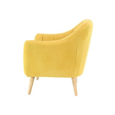 Olivia & May Modern Polyester and Wood Accent Chair Yellow - Olivia & May 5 Olivia & May Modern Polyester and Wood Accent Chair Yellow - Olivia & May - Image 3