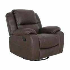 Malic Classic Tufted PU Leather Swivel Recliner - Christopher Knight Home Dark Brown -Living Room Chairs store unnamed file 1144