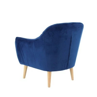 Olivia & May Modern Polyester and Wood Accent Chair Blue - Olivia & May 4 Olivia & May Modern Polyester and Wood Accent Chair Blue - Olivia & May - Image 2