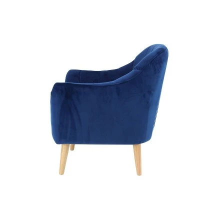 Olivia & May Modern Polyester and Wood Accent Chair Blue - Olivia & May 5 Olivia & May Modern Polyester and Wood Accent Chair Blue - Olivia & May - Image 3