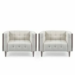 Set of 2 Mclarnan Contemporary Tufted Club Chairs - Christopher Knight Home Charcoal/brown -Living Room Chairs store unnamed file 11458