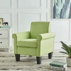 Simple Relax Microfiber Fabric Armchair in Green