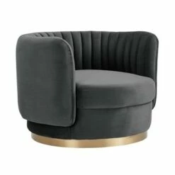 Davy Tufted Velvet Swivel Round Accent Chair - Armen Living Dark Gray -Living Room Chairs store unnamed file 11508