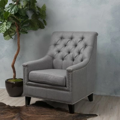 Jaclyn Tufted Club Chair - Christopher Knight Home Gray 3 Jaclyn Tufted Club Chair - Christopher Knight Home Gray