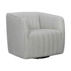 Aries Genuine Leather Swivel Barrel Chair - Armen Living