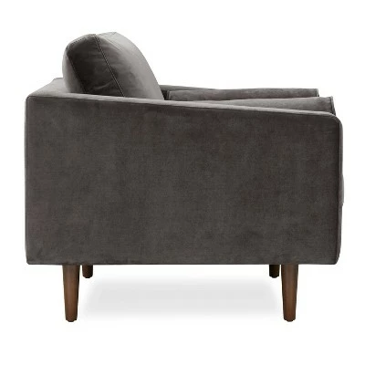 Florence Mid-Century Modern Velvet Lounge Chair - Poly & Bark Concrete Velvet 3 Florence Mid-Century Modern Velvet Lounge Chair - Poly & Bark Concrete Velvet
