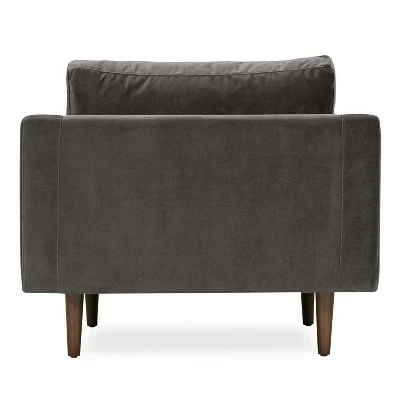 Florence Mid-Century Modern Velvet Lounge Chair - Poly & Bark Concrete Velvet 4 Florence Mid-Century Modern Velvet Lounge Chair - Poly & Bark Concrete Velvet - Image 2