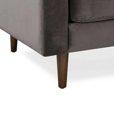 Florence Mid-Century Modern Velvet Lounge Chair - Poly & Bark Concrete Velvet 6 Florence Mid-Century Modern Velvet Lounge Chair - Poly & Bark Concrete Velvet - Image 4