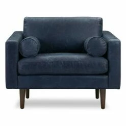 Florence Mid-Century Modern Lounge Chair - Poly & Bark Midnight Blue