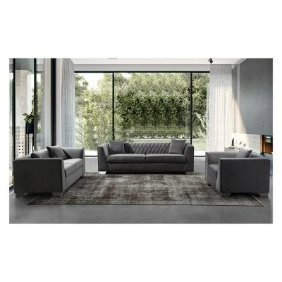 Armen Living Cambridge Contemporary Sofa Chair Velvet Dark Gray 4 Armen Living Cambridge Contemporary Sofa Chair Velvet Dark Gray - Image 2