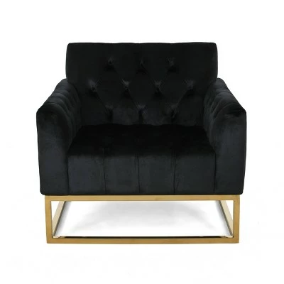 Claremont Modern Velvet Armchair - Christopher Knight Home Navy Blue 8 Claremont Modern Velvet Armchair - Christopher Knight Home Navy Blue - Image 6