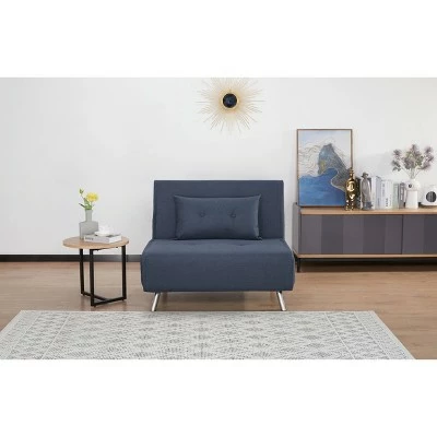 Reese Fabric Twin Pillow Back Futon Chair - Abbyson Living Light Gray 3 Reese Fabric Twin Pillow Back Futon Chair - Abbyson Living Light Gray - Image 2
