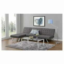 DHP Eve Linen Upholstered Chaise Lounger - Room & Joy Gray -Living Room Chairs store unnamed file 11649