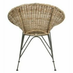 Sierra Rattan Accent Chair Gray Wash/Dark Steel - Safavieh -Living Room Chairs store unnamed file 11666