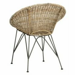 Sierra Rattan Accent Chair Gray Wash/Dark Steel - Safavieh -Living Room Chairs store unnamed file 11667