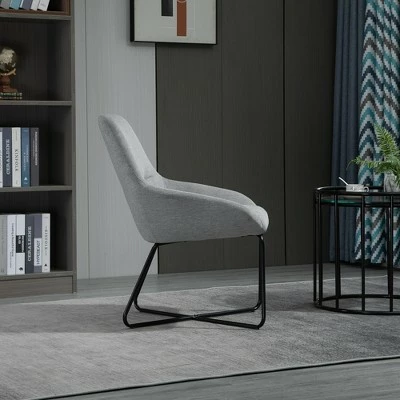 HomCom Modern Mid-Back Linen Accent Chair with X-Shaped Metal Frame and Curved Back 4 HomCom Modern Mid-Back Linen Accent Chair with X-Shaped Metal Frame and Curved Back - Image 3
