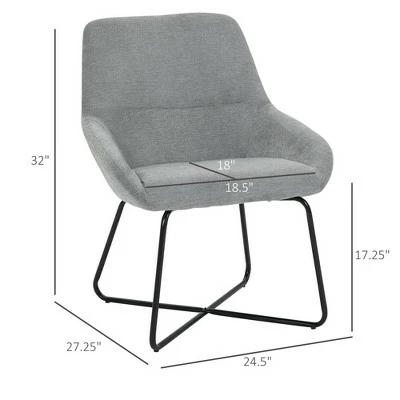 HomCom Modern Mid-Back Linen Accent Chair with X-Shaped Metal Frame and Curved Back 5 HomCom Modern Mid-Back Linen Accent Chair with X-Shaped Metal Frame and Curved Back - Image 4