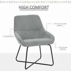 HomCom Modern Mid-Back Linen Accent Chair with X-Shaped Metal Frame and Curved Back 12 HomCom Modern Mid-Back Linen Accent Chair with X-Shaped Metal Frame and Curved Back -Living Room Chairs store unnamed file 11690