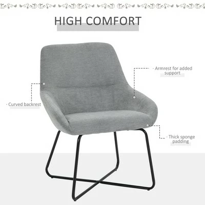 HomCom Modern Mid-Back Linen Accent Chair with X-Shaped Metal Frame and Curved Back 6 HomCom Modern Mid-Back Linen Accent Chair with X-Shaped Metal Frame and Curved Back - Image 5