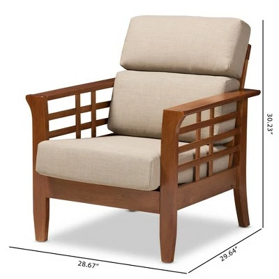 Baxton Studio Larissa Modern Classic Mission Style Cherry Finished Wood and Fabric High Back Cushioned Living Room Dark Beige Cherry 10 Baxton Studio Larissa Modern Classic Mission Style Cherry Finished Wood and Fabric High Back Cushioned Living Room Dark Beige Cherry - Image 8