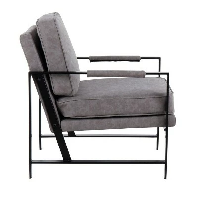 Franklin Arm Chair Leather/Steel Black/Gray - LumiSource 3 Franklin Arm Chair Leather/Steel Black/Gray - LumiSource