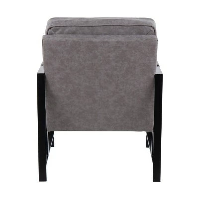 Franklin Arm Chair Leather/Steel Black/Gray - LumiSource 5 Franklin Arm Chair Leather/Steel Black/Gray - LumiSource - Image 3