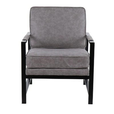 Franklin Arm Chair Leather/Steel Black/Gray - LumiSource 6 Franklin Arm Chair Leather/Steel Black/Gray - LumiSource - Image 4