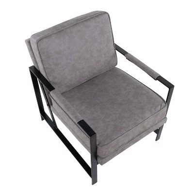 Franklin Arm Chair Leather/Steel Black/Gray - LumiSource 7 Franklin Arm Chair Leather/Steel Black/Gray - LumiSource - Image 5