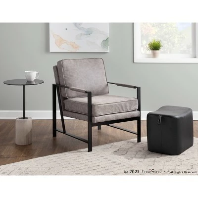 Franklin Arm Chair Leather/Steel Black/Gray - LumiSource 9 Franklin Arm Chair Leather/Steel Black/Gray - LumiSource - Image 7