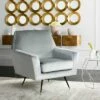 Nynette Mid-Century Armchair - Light Gray Velvet - Safavieh -Living Room Chairs store unnamed file 1179