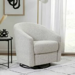 Babyletto Madison Swivel Glider, Greenguard Gold Certified Ivory Boucle