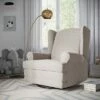 Storkcraft Serenity Wingback Upholstered Reclining Glider with USB Charging Port Ivory -Living Room Chairs store unnamed file 11902