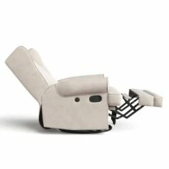 Storkcraft Serenity Wingback Upholstered Reclining Glider with USB Charging Port Ivory -Living Room Chairs store unnamed file 11905