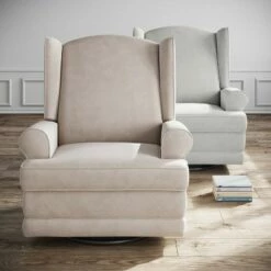 Storkcraft Serenity Wingback Upholstered Reclining Glider with USB Charging Port Ivory -Living Room Chairs store unnamed file 11911