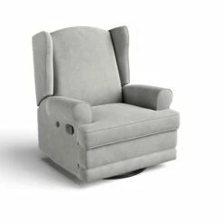 Storkcraft Serenity Wingback Upholstered Reclining Glider with USB Charging Port Ivory -Living Room Chairs store unnamed file 11913