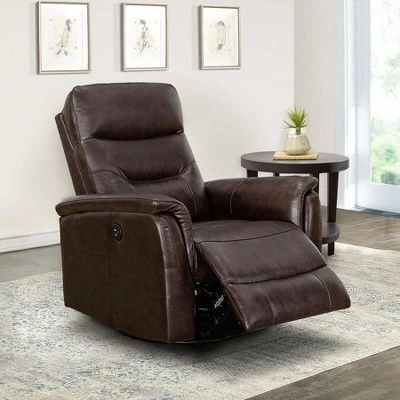 Payson Leather Power Swivel Glider Recliner - Abbyson Living Gray 4 Payson Leather Power Swivel Glider Recliner - Abbyson Living Gray - Image 2