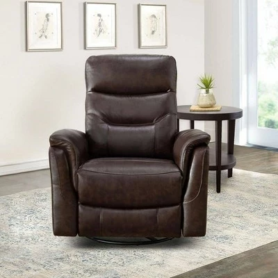Payson Leather Power Swivel Glider Recliner - Abbyson Living Gray 5 Payson Leather Power Swivel Glider Recliner - Abbyson Living Gray - Image 3