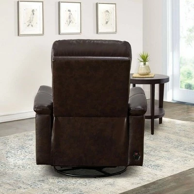 Payson Leather Power Swivel Glider Recliner - Abbyson Living Gray 6 Payson Leather Power Swivel Glider Recliner - Abbyson Living Gray - Image 4