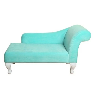 Kids' Velvet Settee - HomePop Aqua 3 Kids' Velvet Settee - HomePop Aqua - Image 2