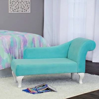 Kids' Velvet Settee - HomePop Aqua 5 Kids' Velvet Settee - HomePop Aqua - Image 4