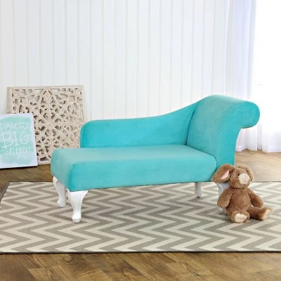 Kids' Velvet Settee - HomePop Aqua 6 Kids' Velvet Settee - HomePop Aqua - Image 5
