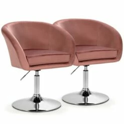 Costway Set of 2 Modern Velvet Chair Height Adjustable Bar Stool Swivel -Living Room Chairs store unnamed file 12057