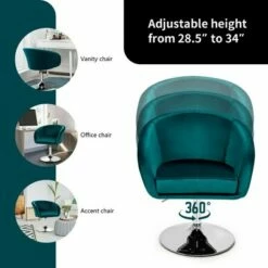 Costway Modern Velvet Chair Height Adjustable Bar Stool Swivel Makeup Seat -Living Room Chairs store unnamed file 12062