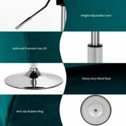 Costway Modern Velvet Chair Height Adjustable Bar Stool Swivel Makeup Seat -Living Room Chairs store unnamed file 12064