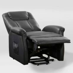 Arlington Power Lift and Rise Leather Gel Recliner Black - CorLiving