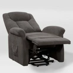 Arlington Power Lift and Rise Upholstered Recliner - CorLiving Dark Gray