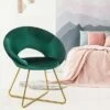 Costway Modern Velvet Accent Chair Upholstered Vanity Chair w/Golden Metal Leg PinkDark GreenGrey -Living Room Chairs store unnamed file 12102