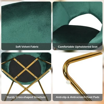 Costway Modern Velvet Accent Chair Upholstered Vanity Chair w/Golden Metal Leg PinkDark GreenGrey 8 Costway Modern Velvet Accent Chair Upholstered Vanity Chair w/Golden Metal Leg PinkDark GreenGrey - Image 7