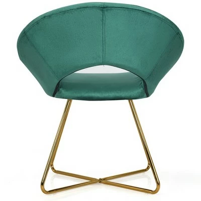 Costway Modern Velvet Accent Chair Upholstered Vanity Chair w/Golden Metal Leg PinkDark GreenGrey 10 Costway Modern Velvet Accent Chair Upholstered Vanity Chair w/Golden Metal Leg PinkDark GreenGrey - Image 9